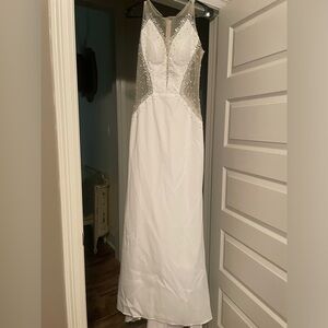 Illusion neck wedding dress with embellishments